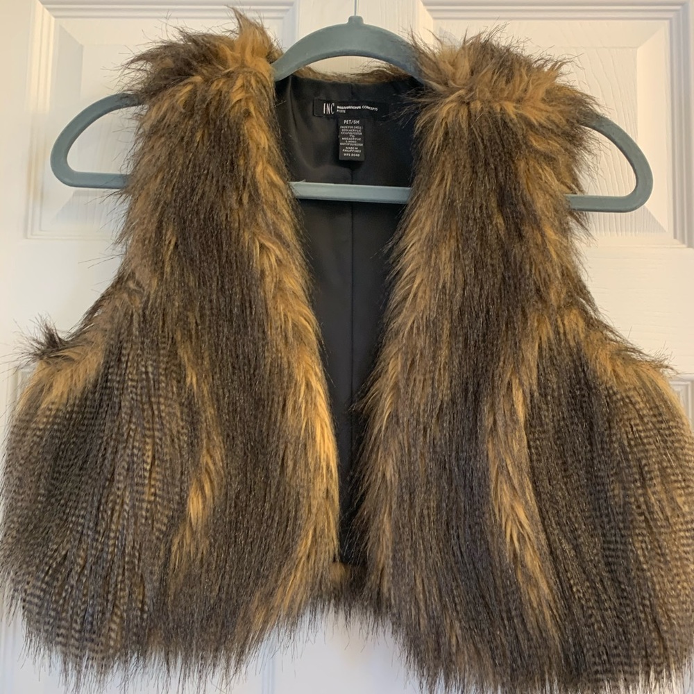 Brown Faux Fur Vest Womens